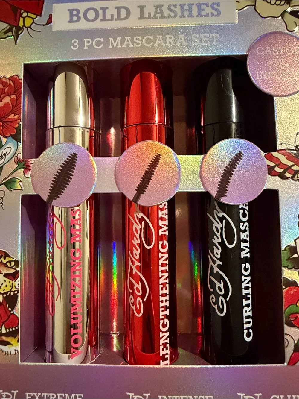 Ed Hardy Bold Lashes 3-Pc Mascara Set — Silver, Red, Black